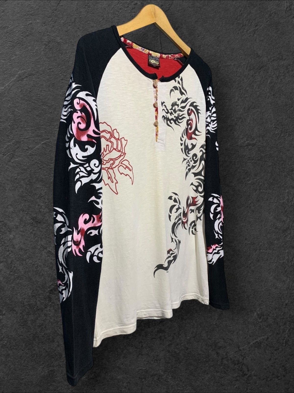 Japanese Brand × Vintage y2k Sukajan Tribal Dragon Tatto longsleeve Size US L / EU 52-54 / 3 - 3 Thumbnail