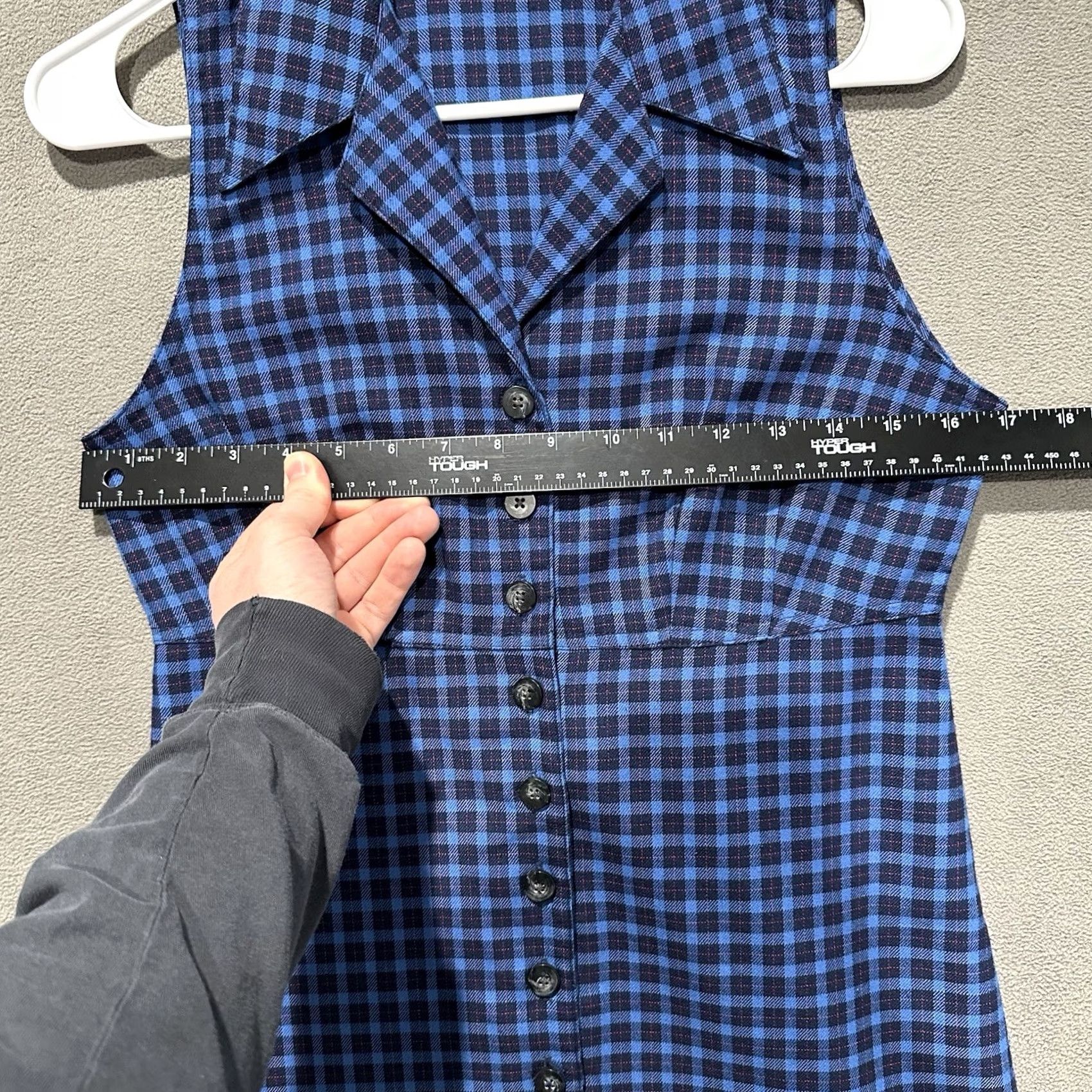 Aeropostale VINTAGE Aeropostale Mini Dress XS Blue Plaid Button Front Collared Rayon Womens Short Dress Size XS / US 0-2 / IT 36-38 - 7 Thumbnail
