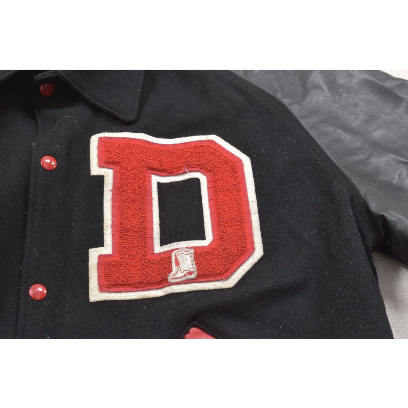 Vintage Neff Mens Large Vintage Varsity Bomber Jacket Black Red Wool Leather Letterman D Size US L / EU 52-54 / 3 - 8 Thumbnail