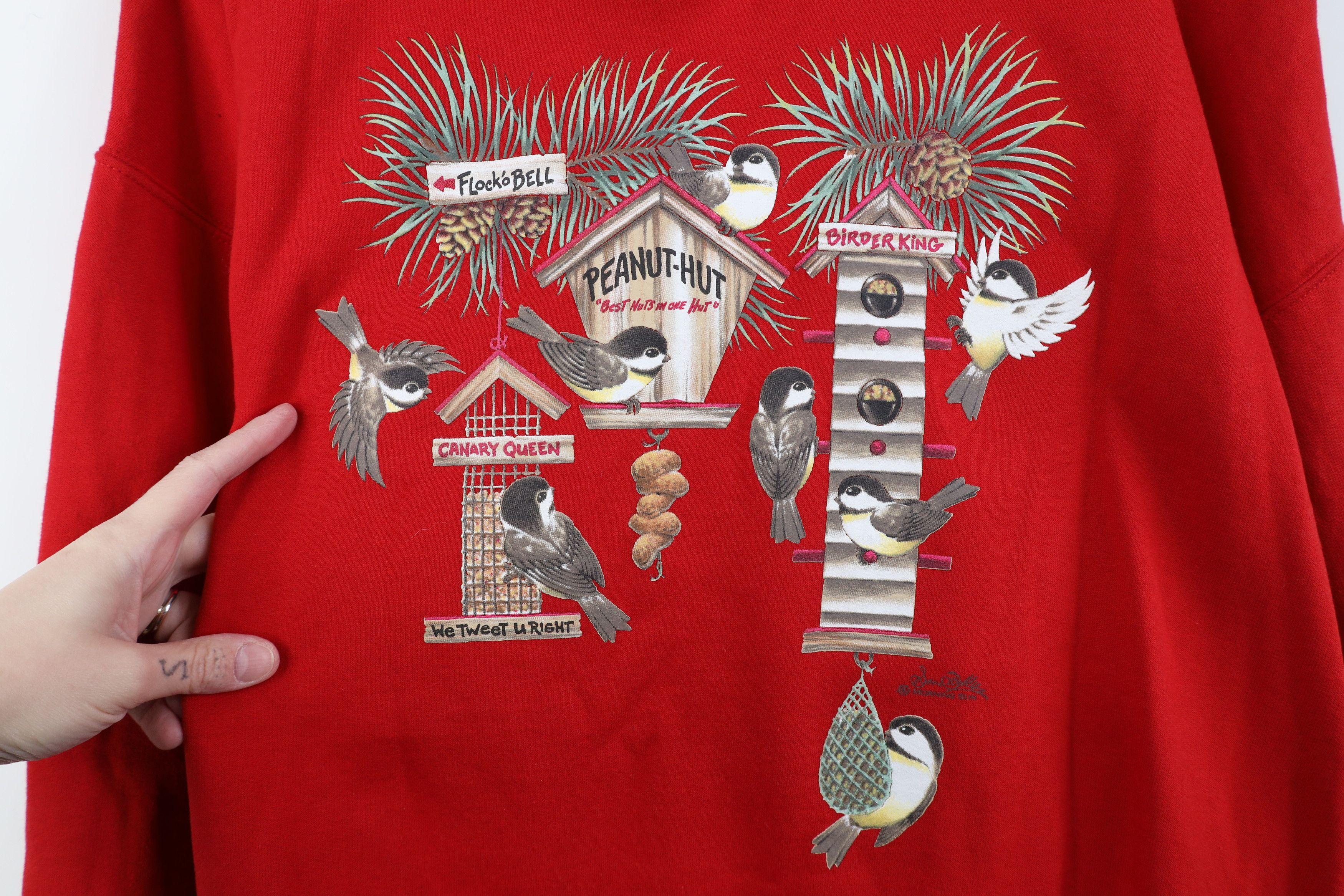 Vintage Deadstock Vintage 90s Christmas Nature Bird Sweatshirt Red Size XL / US 12-14 / IT 48-50 - 4 Thumbnail