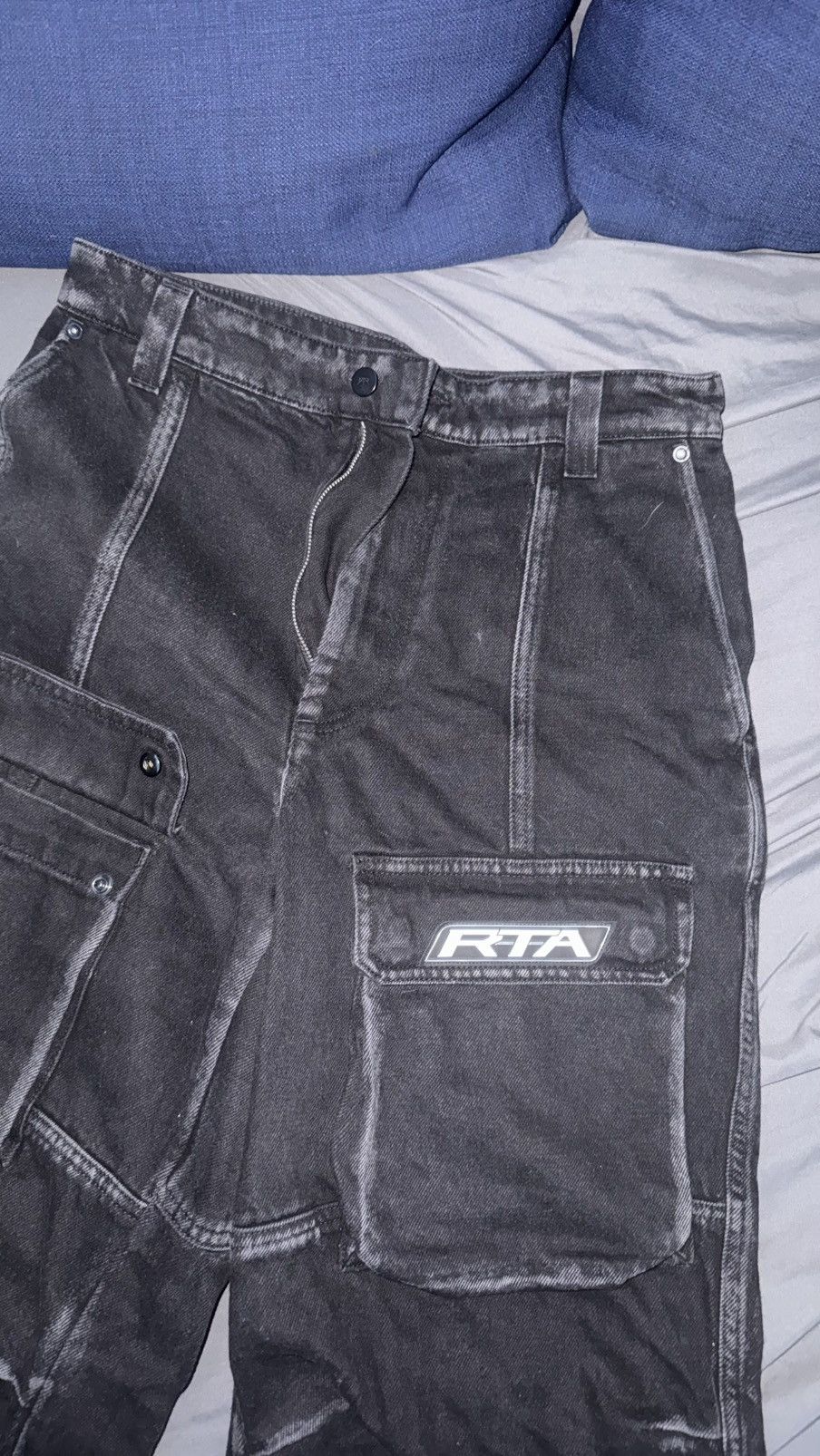 Rta RTA Cargo Jeans Black Distressed Multi Pocket Size US 33 - 2 Thumbnail
