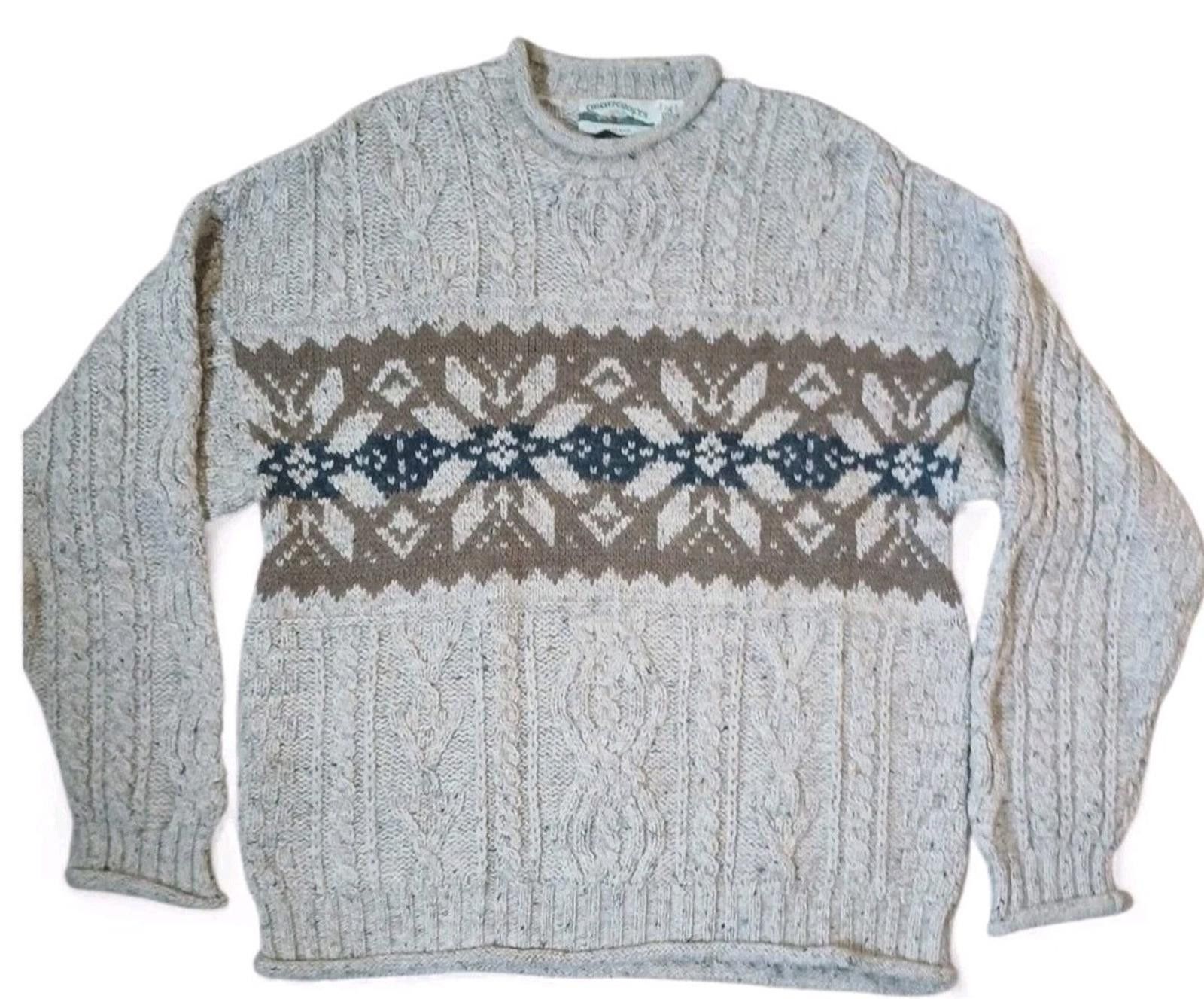 Aran Crafts Arancrafts Fair Isle Mens Large 100% Wool Sweater 70's Size US L / EU 52-54 / 3 - 1 Thumbnail