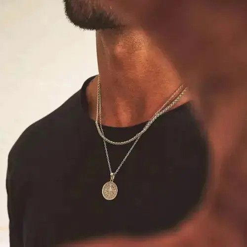 Vintage Necklace Pendant Stainless Steel Cuban Chain Casual Retro Size ONE SIZE - 4 Thumbnail