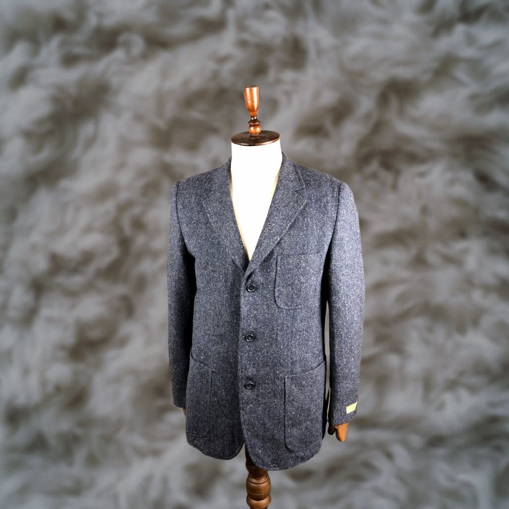 Vintage Magee Blazer Shirt Men 48 Blue Lambswool Tweed Single-Breasted 3 Button Cuffs Vintage No Size 48R - 1 Thumbnail
