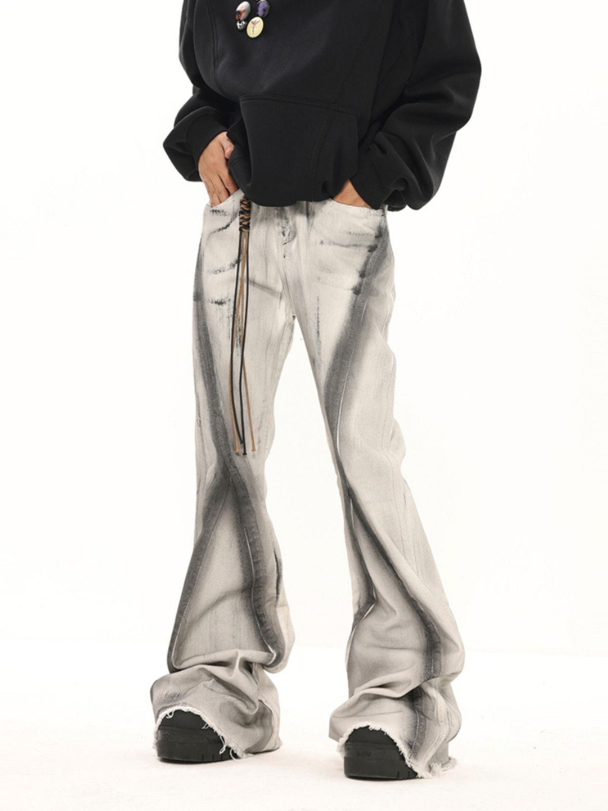 image of Opium Gradient Wash Flared Stack Denim Jeans, Men's (Size 32)