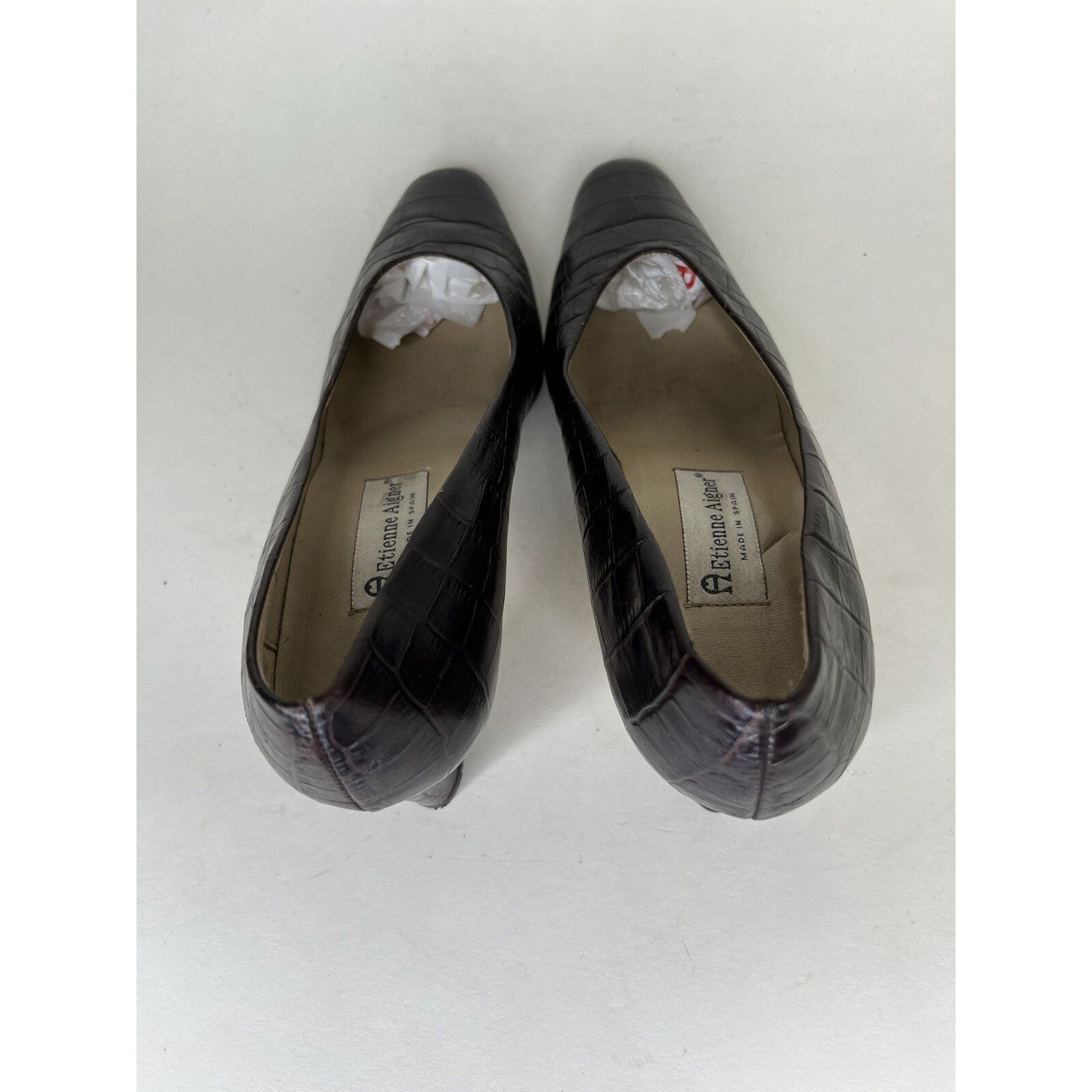Aigner Etienne Aigner Brown Leather Croc Embossed Heels Women Size Size US 9 / IT 39 - 6 Thumbnail