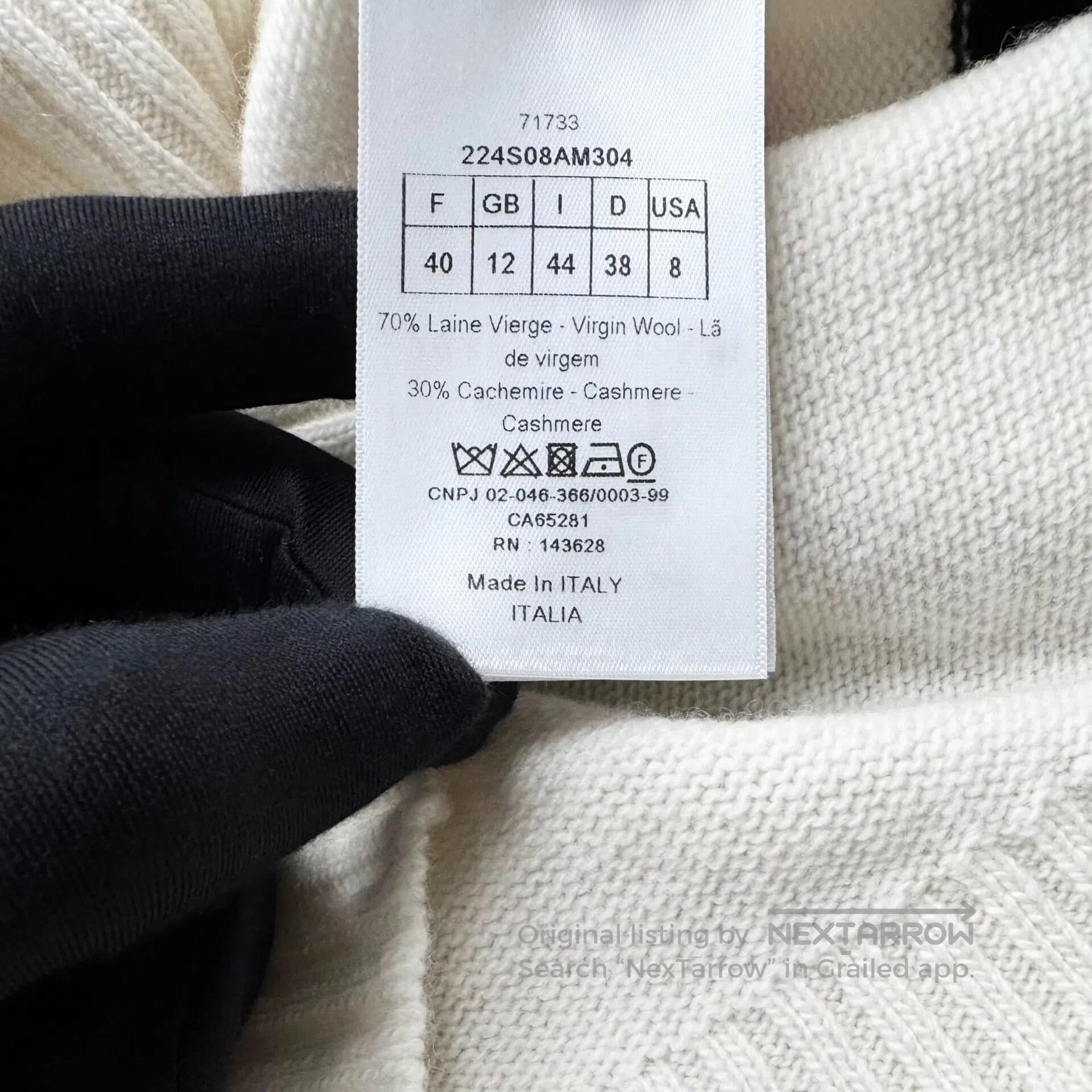 Dior Dior Off-White Gull Collar Striped Intarsia Cashmere Sweat Size XS / US 0-2 / IT 36-38 - 3 Thumbnail