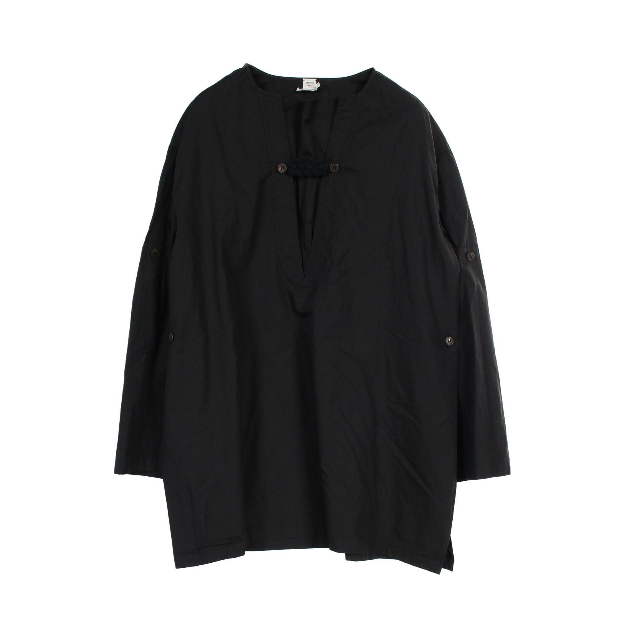 Hermes Hermes Collarless Shirt Dress Cotton Black Serie Button Size ONE SIZE - 1 Thumbnail