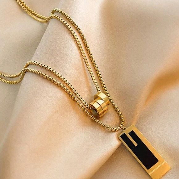 Other 1pc Double-layer Stainless Steel High-end Necklace Size ONE SIZE - 5 Thumbnail
