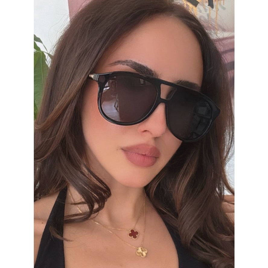 NEW Gucci GG1320S Aviator Black Logo Sunglasses