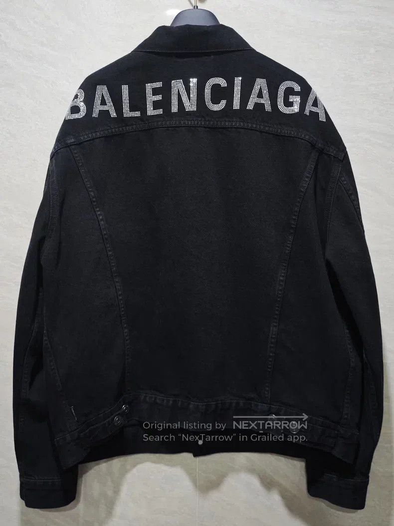 Balenciaga Balenciaga Black Jean Jacket with Back Crystal Studs Size XS / US 0-2 / IT 36-38 - 2 Thumbnail