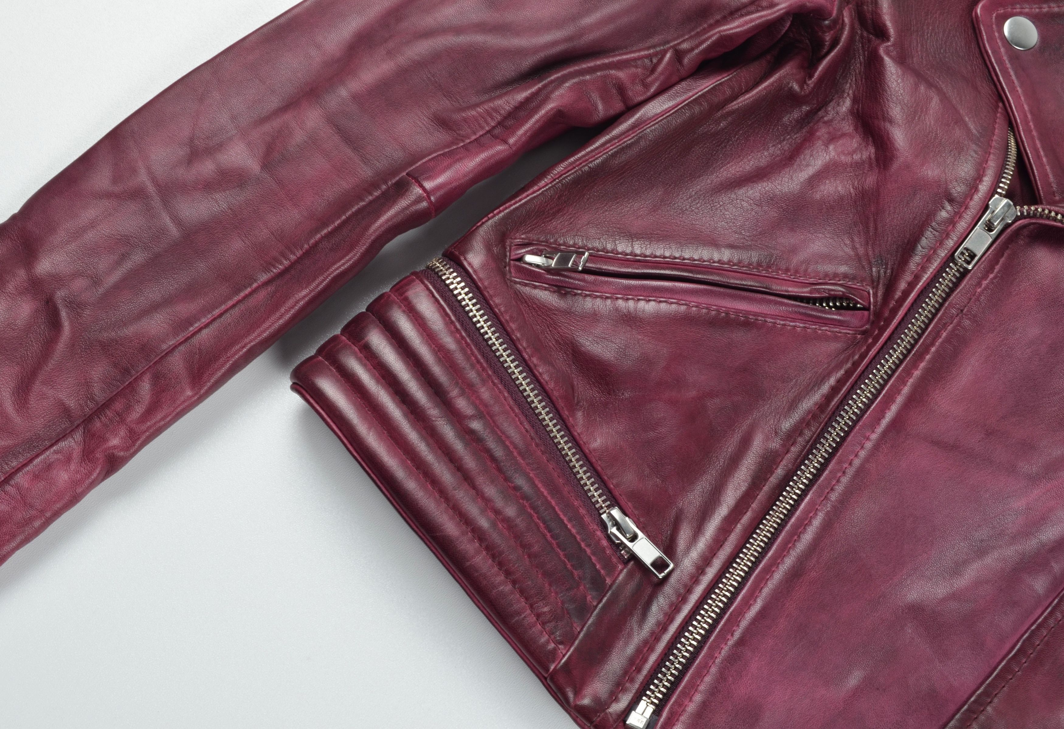 Maje Maje Burgundy Lamb Leather Biker Moto Punk Jacket Size S / US 4 / IT 40 - 3 Thumbnail