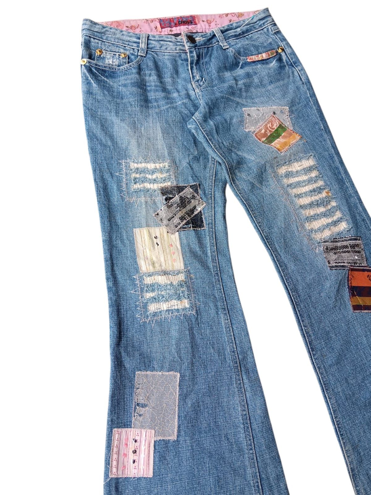 Japanese Brand Vintage St.cross patch work flare denim pants Size US 31 - 5 Thumbnail