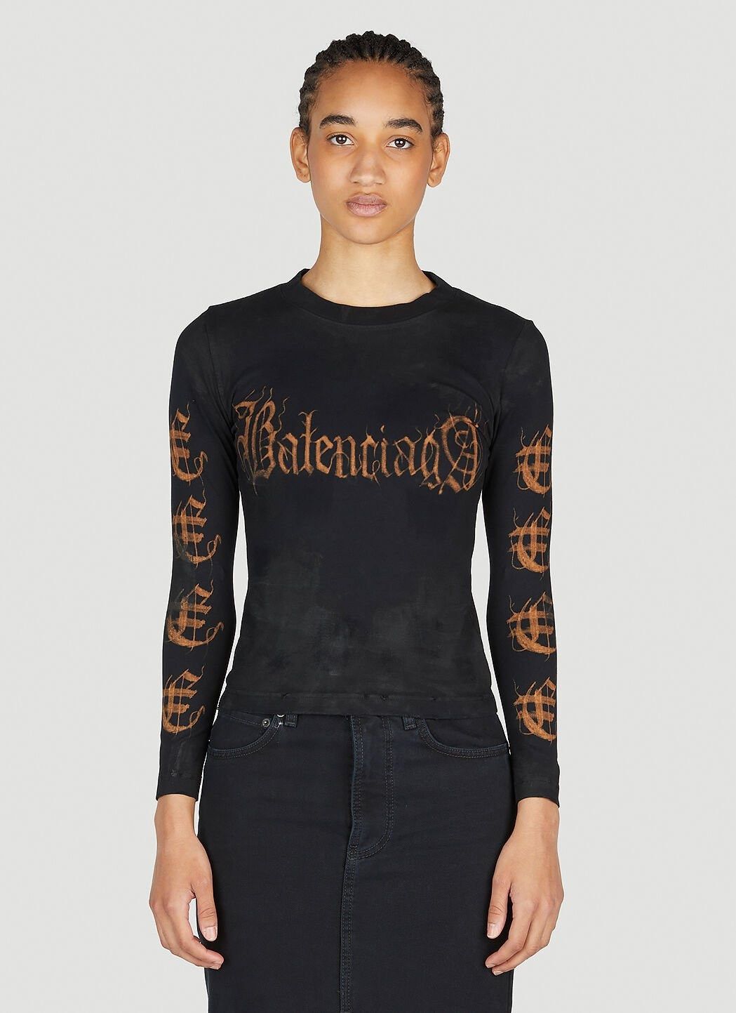 Balenciaga o1mt1gz1024 L/S Tight T-Shirt in Washed Red Size S / US 4 / IT 40 - 1 Thumbnail