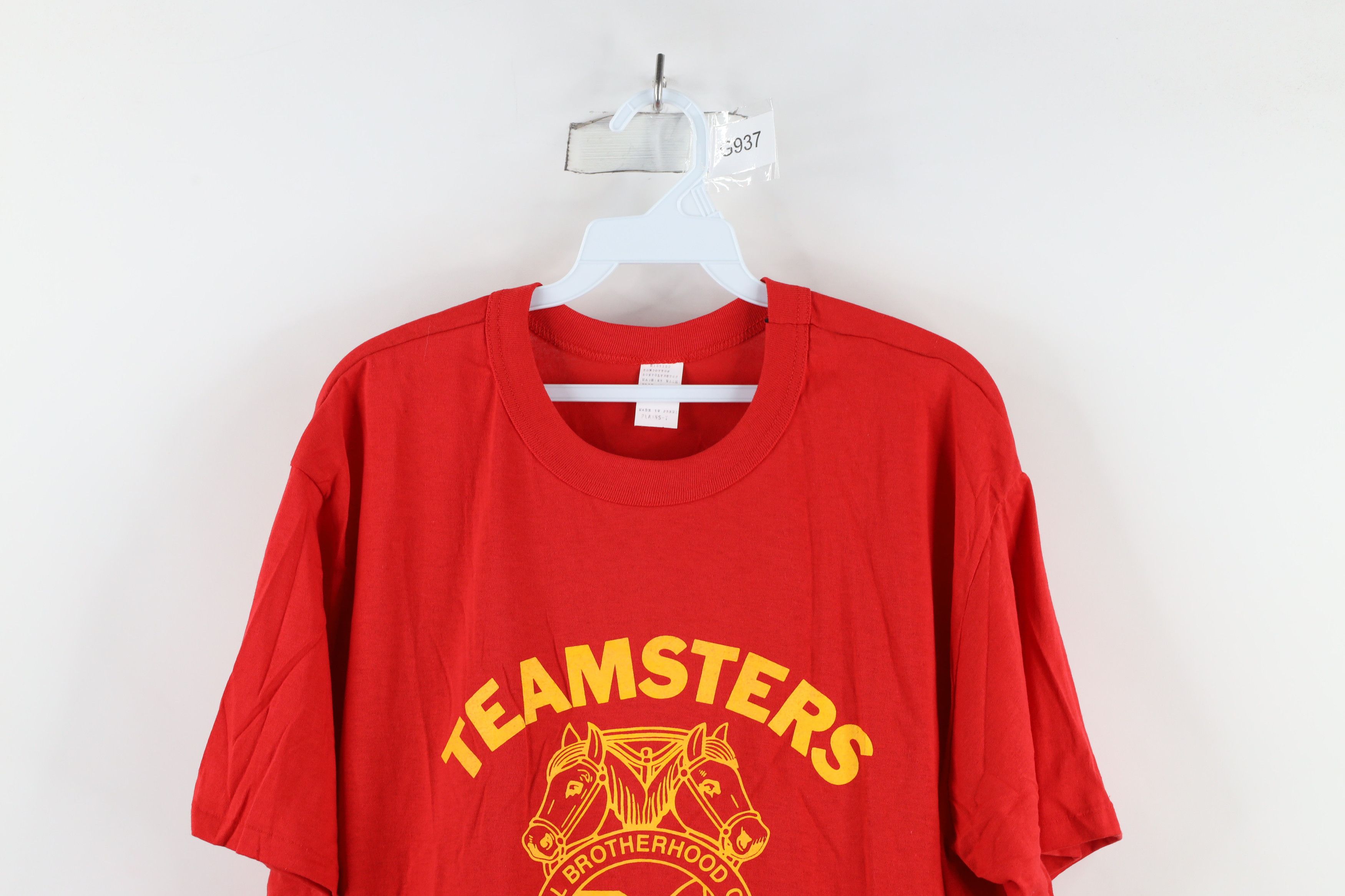 Vintage Deadstock Vintage 70s 20 Teamsters Union T-Shirt Red USA Size US XXL / EU 58 / 5 - 2 Thumbnail