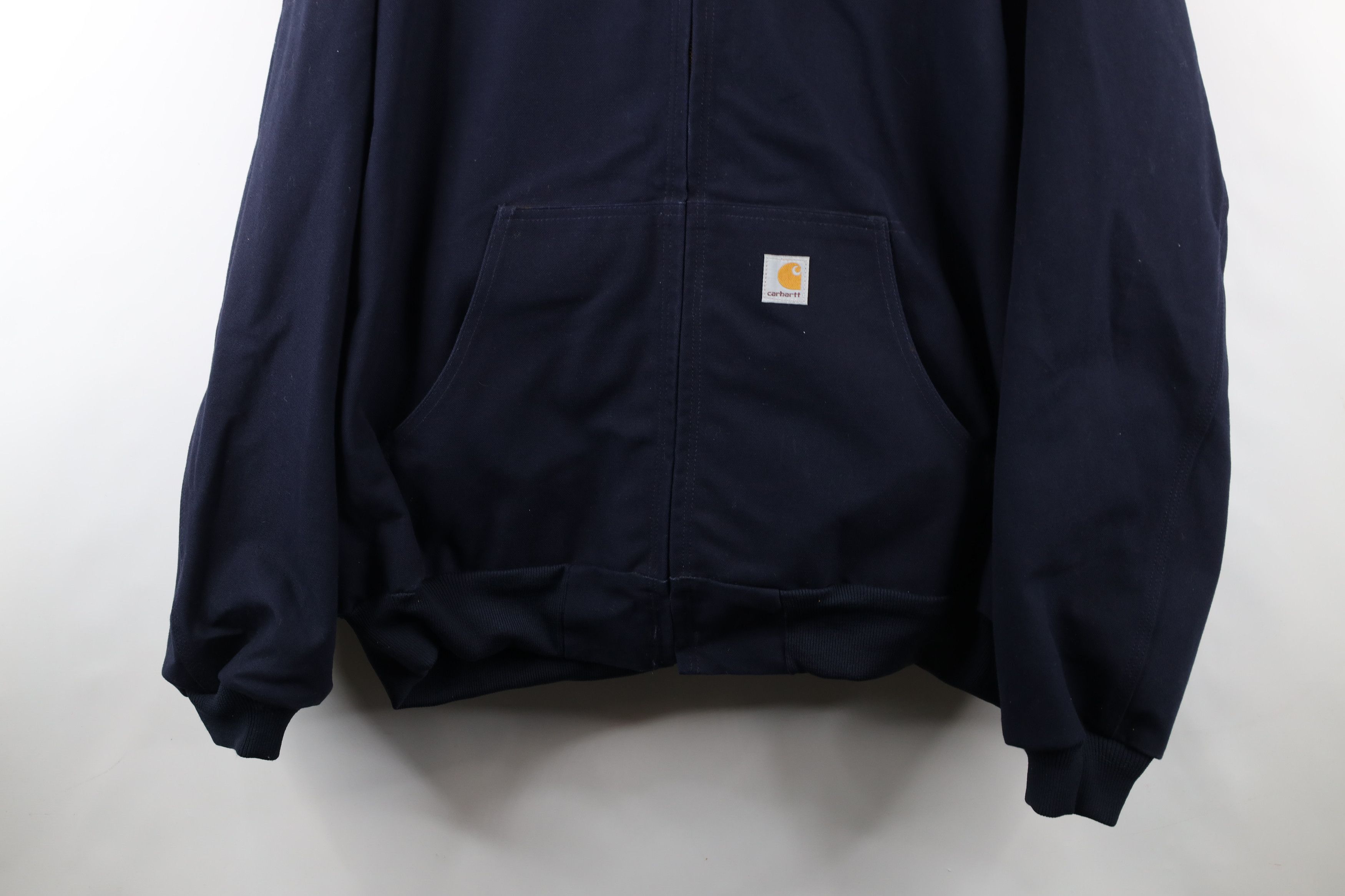 Carhartt × Vintage Vintage Y2K Carhartt Canvas Hooded Jacket Navy Blue USA Size US XXL / EU 58 / 5 - 3 Thumbnail