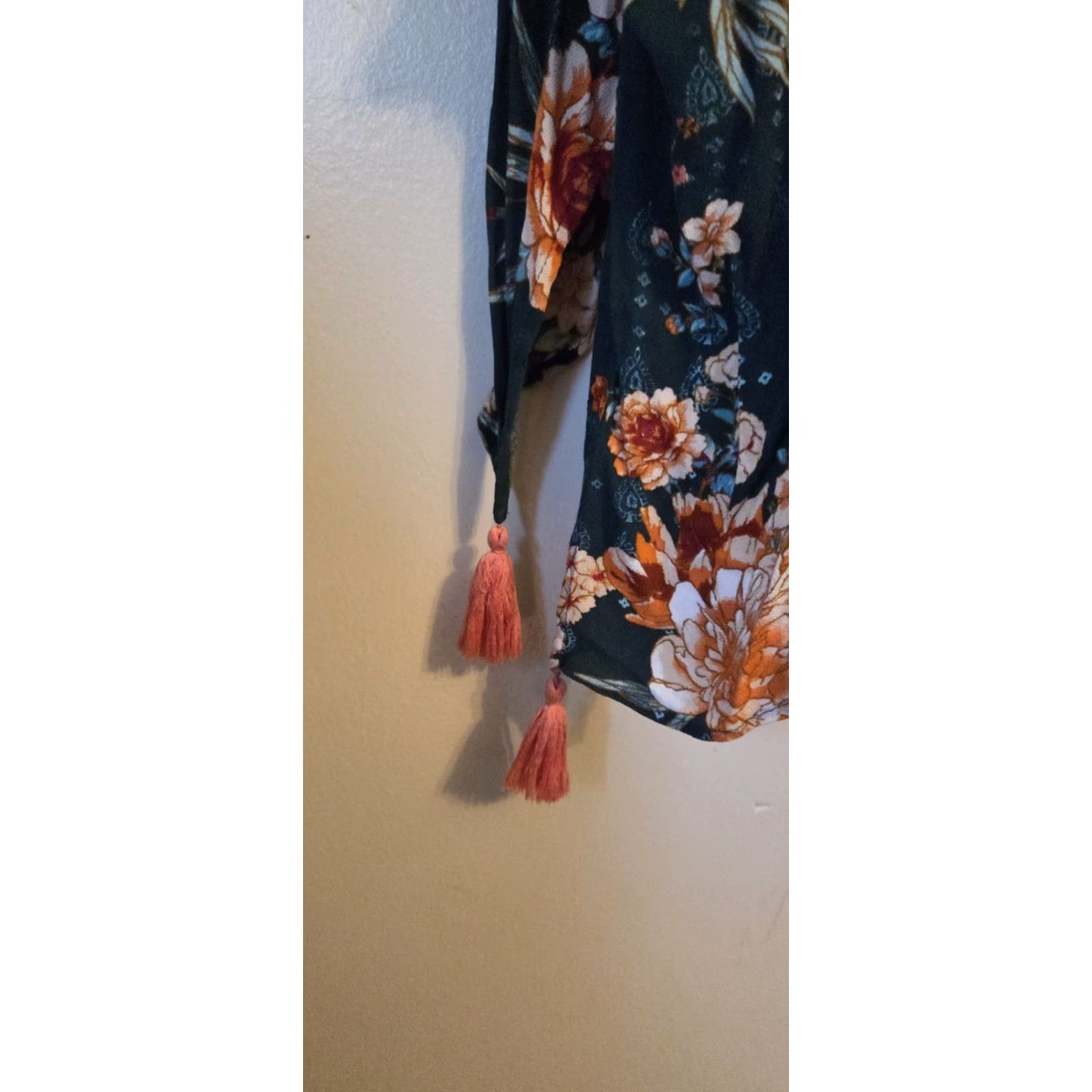 Vintage Knox Rose Floral Open Front Cardigan Duster Jacket Tassels Hippie Boho XL 2X Size XL / US 12-14 / IT 48-50 - 6 Thumbnail