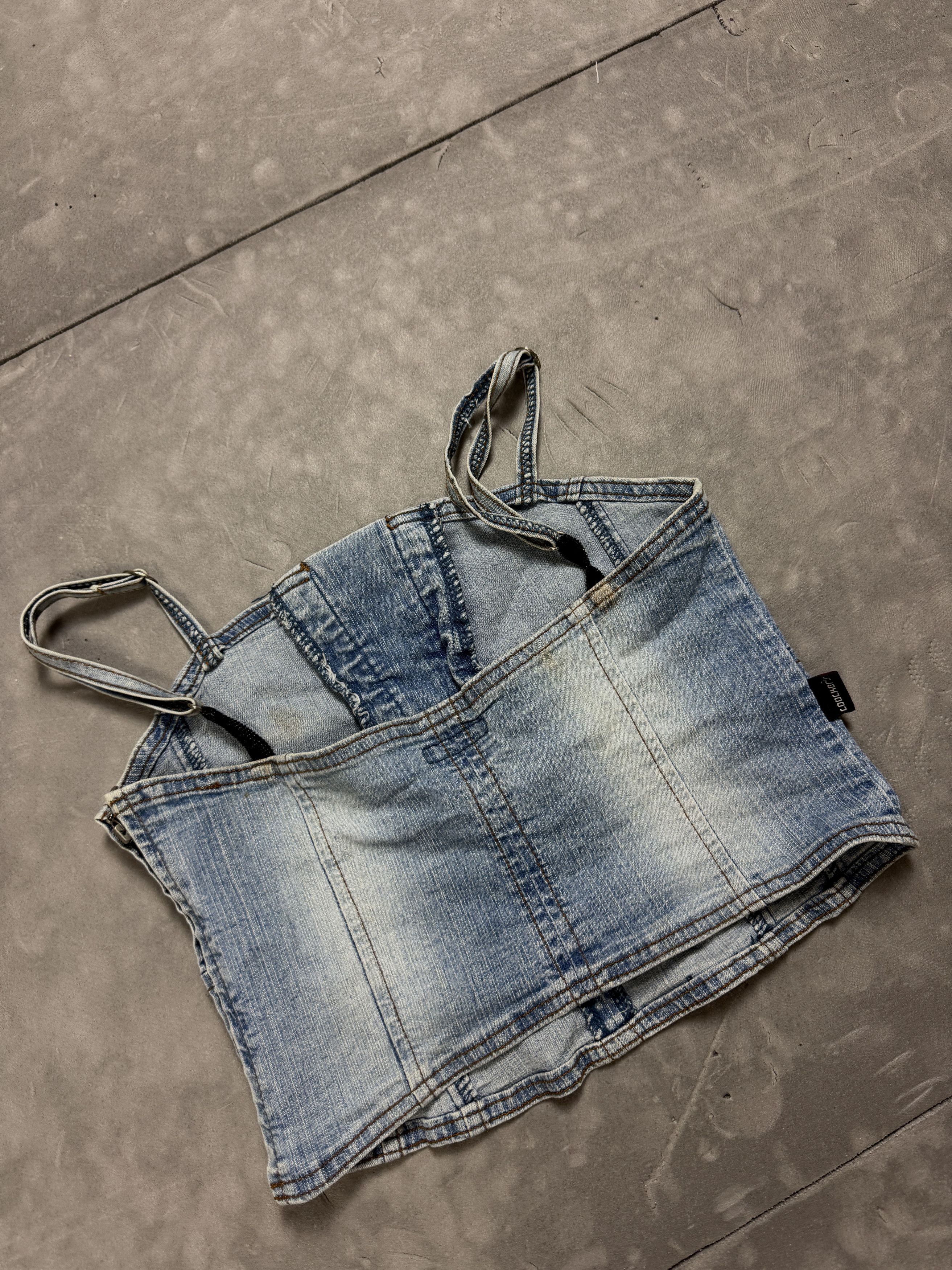 Vintage Women’s denim spaghetti-strap top, Y2K (S) crop tp jeans Size S / US 4 / IT 40 - 8 Thumbnail
