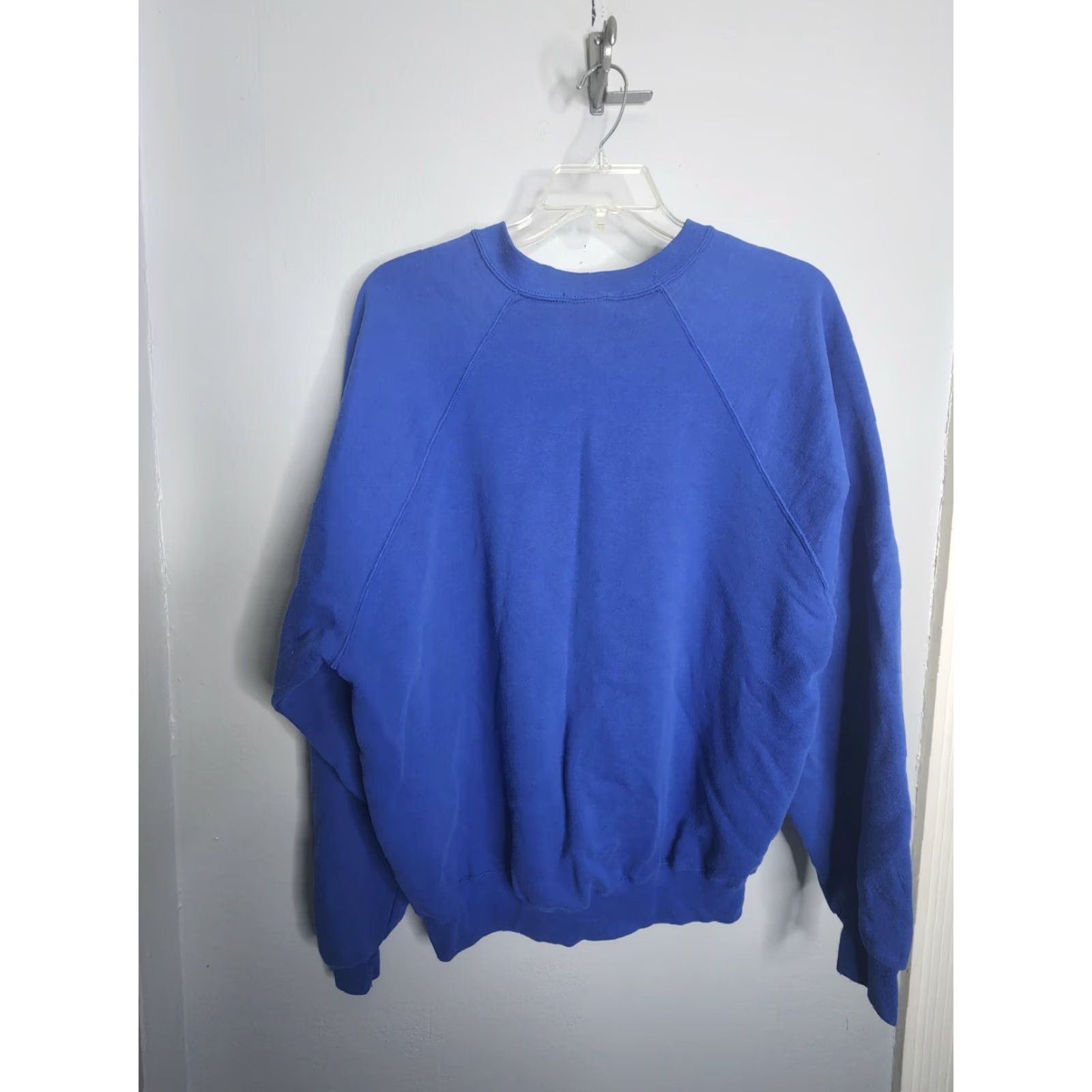 Jerzees VINTAGE Jerzees 2XL BLUE Crewneck Sweatshirt Mens Made In USA 90s Cotton Blend Pullover Long Sleeve Knit Crew Neck USA 90s Mens Size US XXL / EU 58 / 5 - 2 Thumbnail
