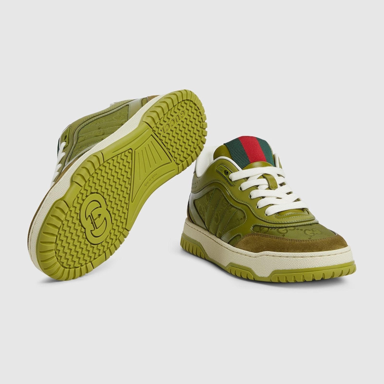 Gucci oc11z0526 Women's Gucci Re-Web Sneakers in Olive Green Size US 10 / IT 40 - 6 Thumbnail