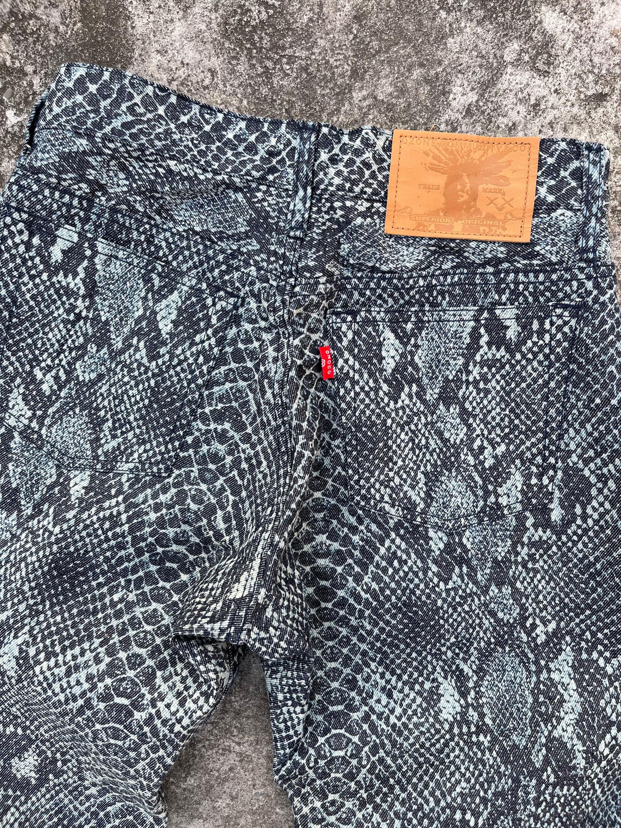 Hysteric Glamour Ozone Community & Co Snake Print Denim Pants Size US 28 / EU 44 - 3 Thumbnail