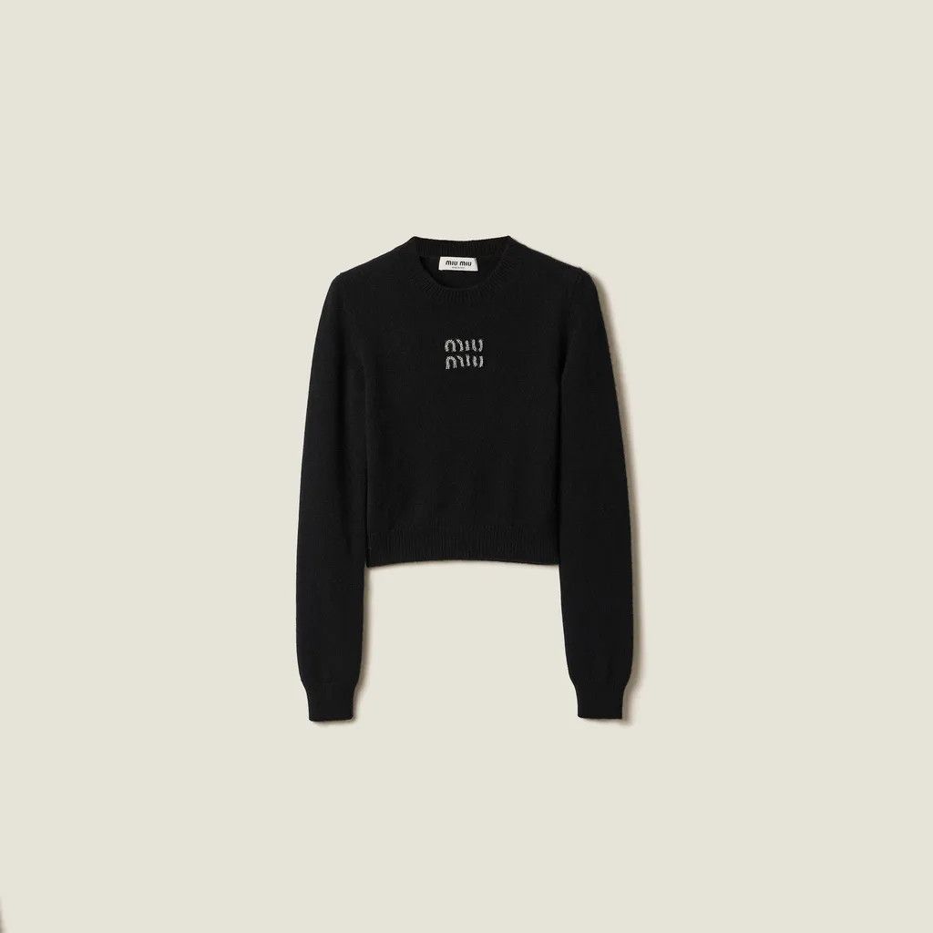 Miu Miu o1B3y1r0426 Knit Cashmere Sweater in Black Size M / US 6-8 / IT 42-44 - 1 Thumbnail