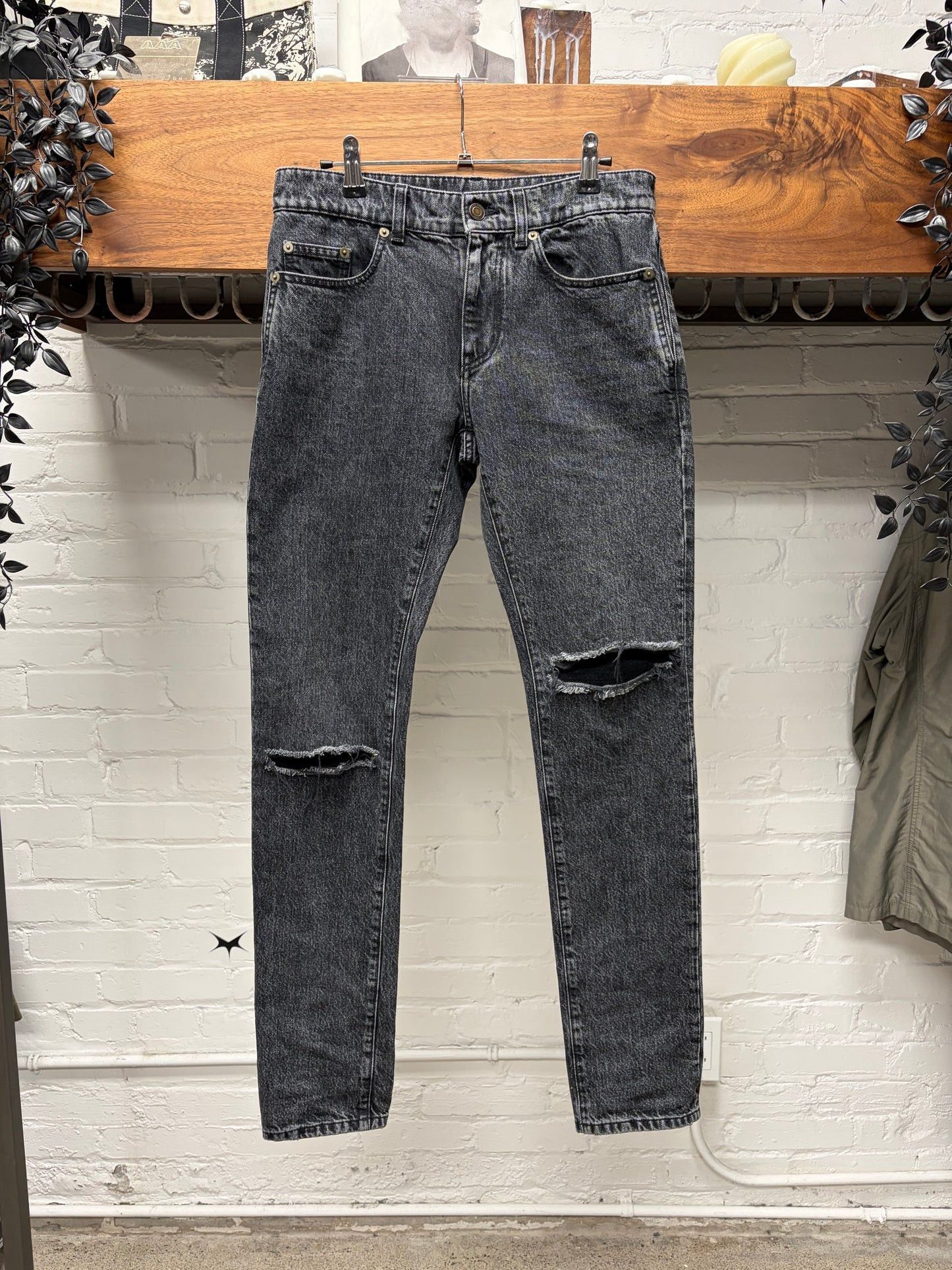 Saint Laurent Paris 2017 Saint Laurent ‘D02’ Distressed Black Skinny Jeans Size US 28 / EU 44 - 1 Thumbnail