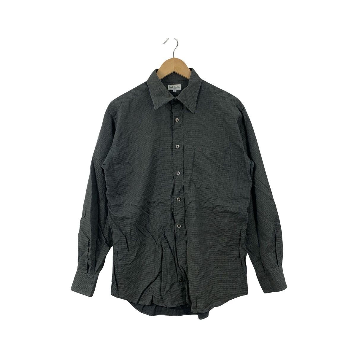 Paul Smith Vintage Paul Smith Charcoal Micro-Check Button-Up Minimalist Size US L / EU 52-54 / 3 - 1 Thumbnail