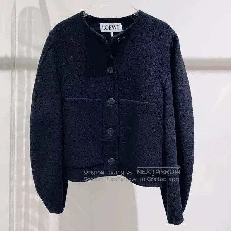Loewe 23AW Black Wool Coat.