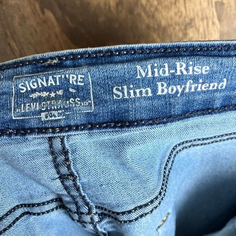 Levi's VINTAGE Levi's Jeans Women Blue Denim Mid Rise Slim Boyfriend Stretch 14 5-Pocket Design Regular Womens Size 36" / US 14 / IT 50 - 4 Thumbnail