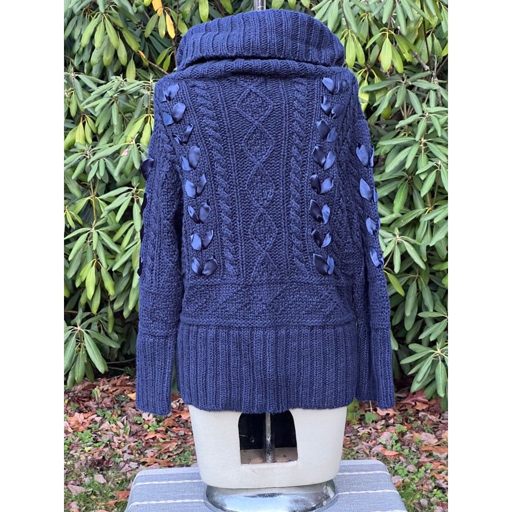 Ralph Lauren Denim & Supply Ralph Lauren Navy L Cable Knit Ribbon Sweater Size L / US 10 / IT 46 - 3 Thumbnail