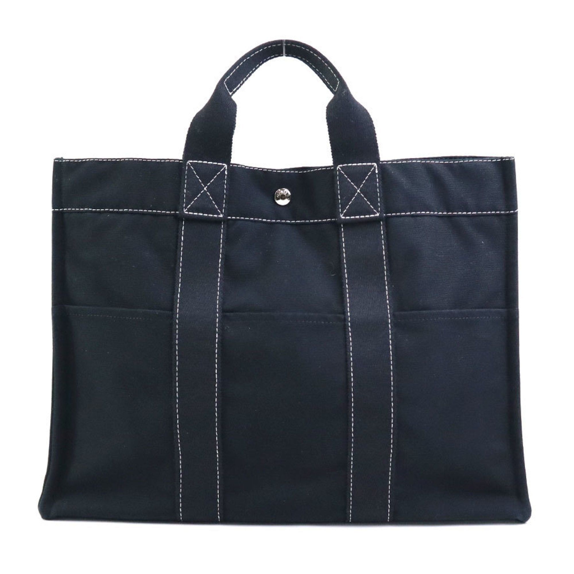 image of Hermes Handbag Tote Bag Fool Toe Cotton Black Unisex, Women's