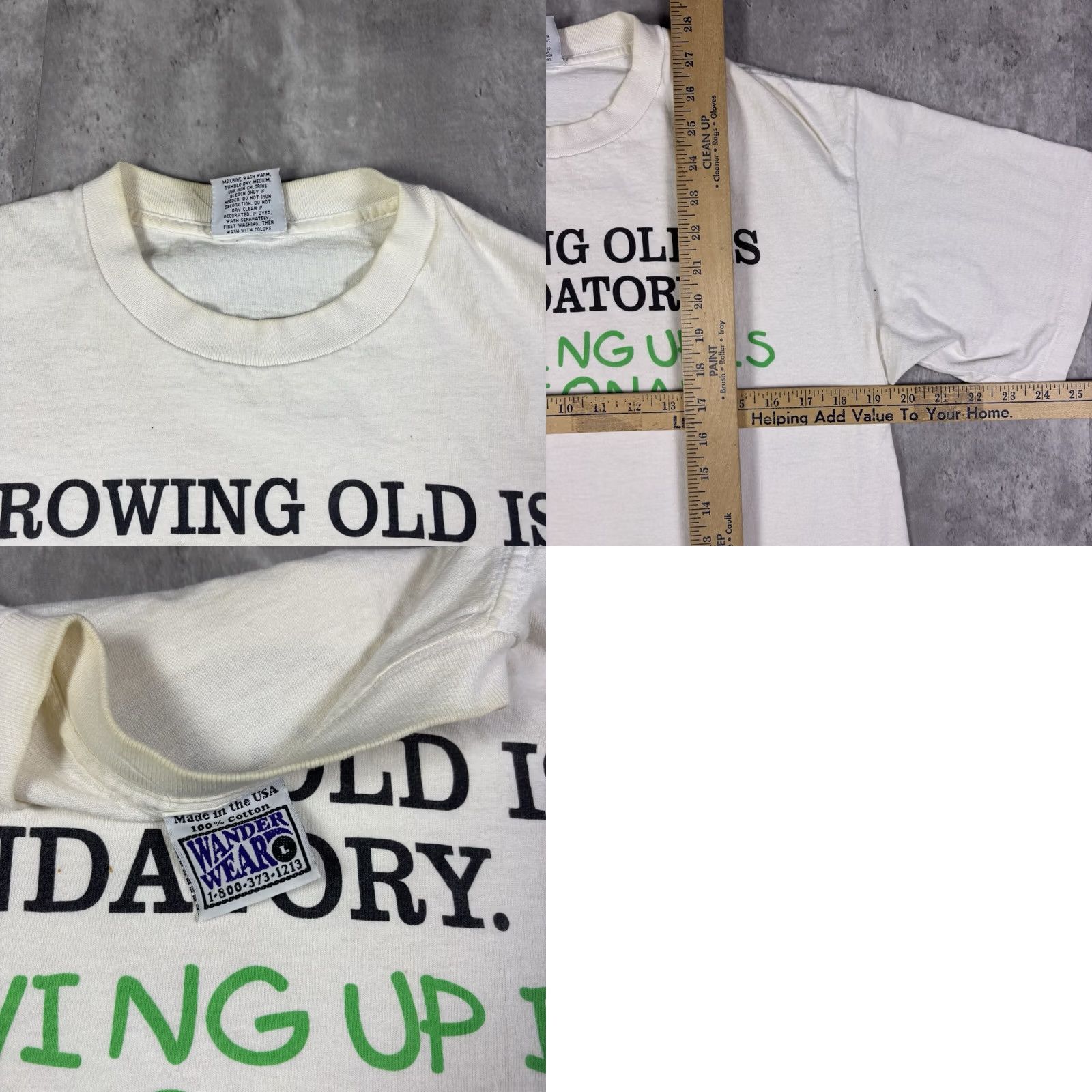 Vintage VINTAGE 90s Funny Quote Humor T Shirt Mens size L White Happy Mom Stitch Free! Growing up is optional Size US L / EU 52-54 / 3 - 8 Thumbnail