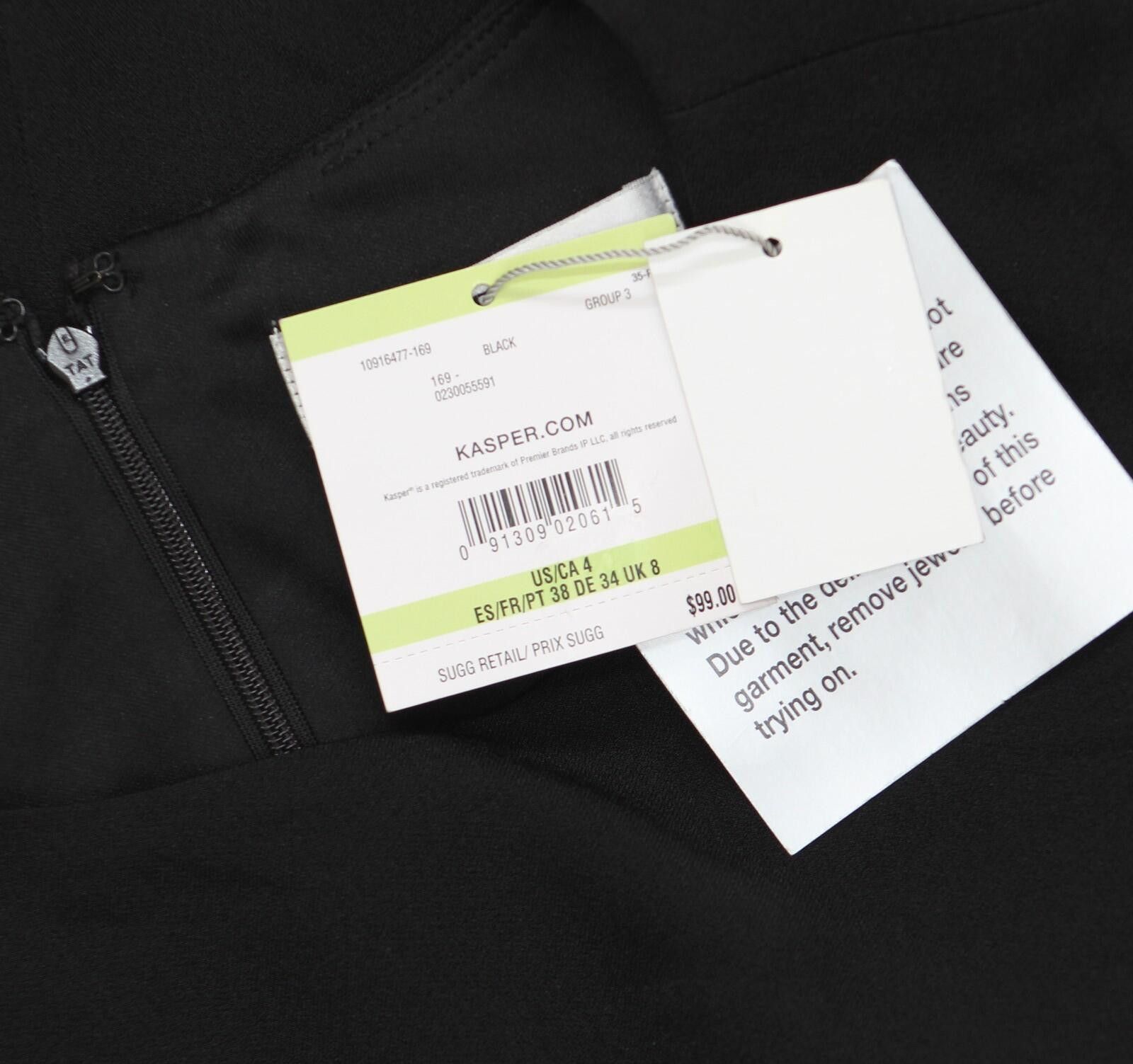 Other Kasper Dress W/ Sequin Waistband Trim 10916477 Black 4 Size S / US 4 / IT 40 - 4 Thumbnail