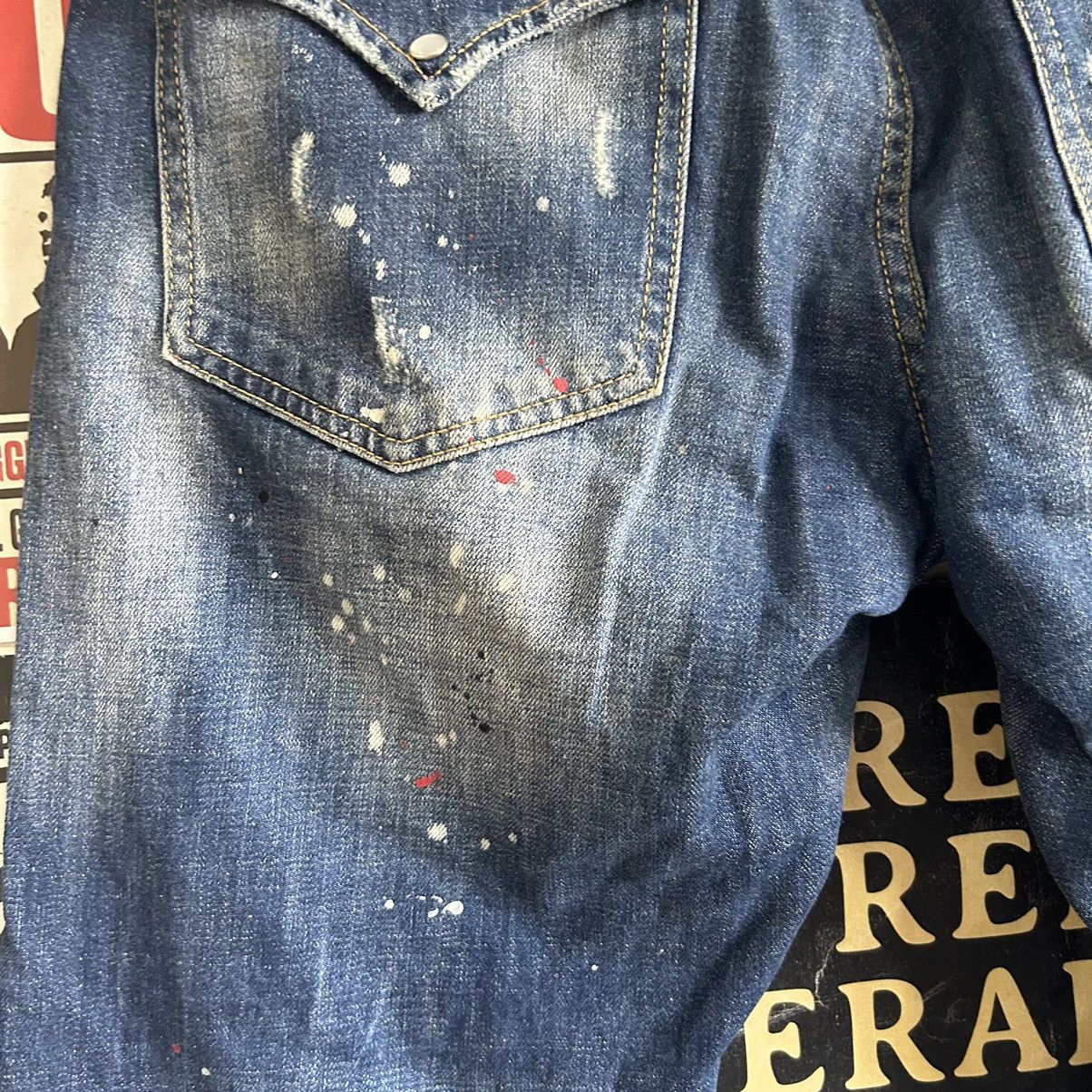Dsquared2 Vintage Dsquared2 Paint Splash Patches Distressed Denim Size US 37 - 18 Thumbnail