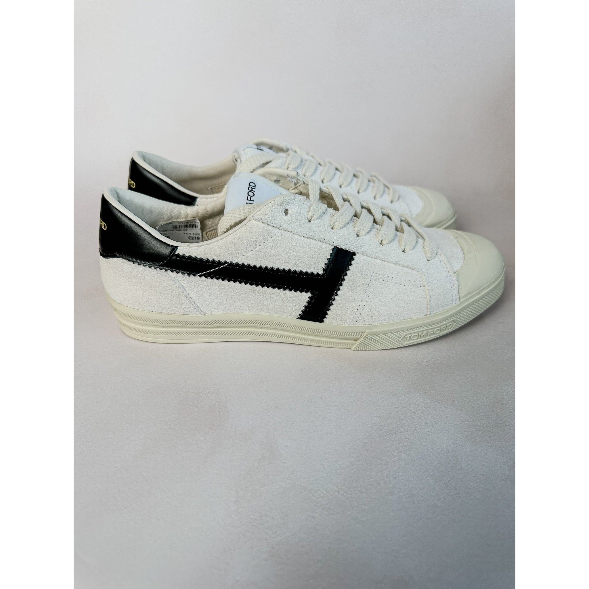 Tom Ford Tom Ford White Cambridge Suede Low Top Sneakers Size US 7 / IT 37 - 5 Thumbnail