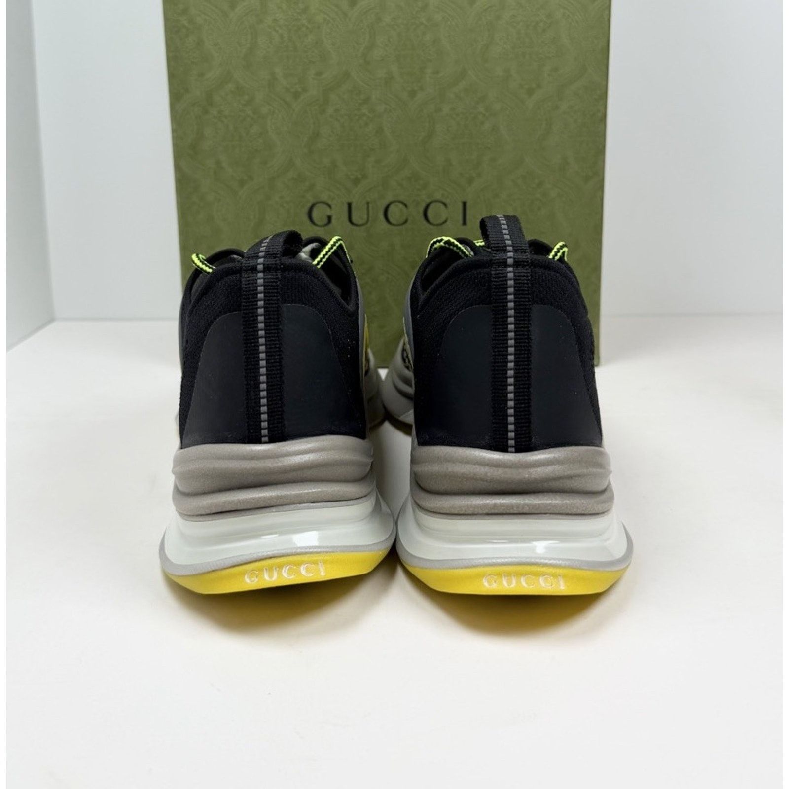 Gucci Size 11.5US - Gucci Run GG Black Yellow Knit Sneakers NEW Size US 11.5 / EU 44-45 - 4 Thumbnail