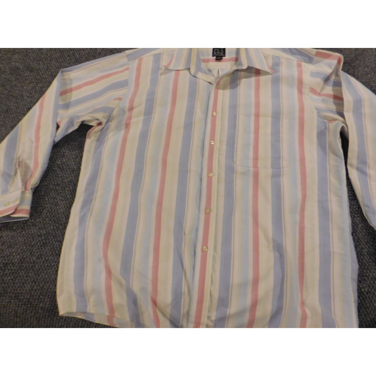 Jos. A. Bank Jos. A. Bank Mens Shirt Large blue striped traveler's Collection Button-Down Shirt Regular Knit Cotton Long Sleeve Multicolor Pocketed Button-Up Mens Size US L / EU 52-54 / 3 - 2 Thumbnail