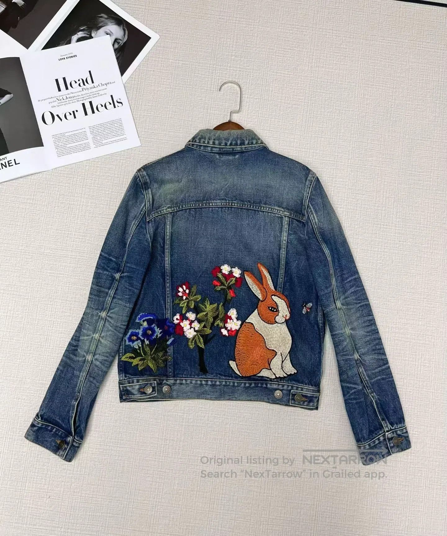 Gucci Gucci Light Blue Floral Denim Jacket. Size M / US 6-8 / IT 42-44 - 3 Thumbnail