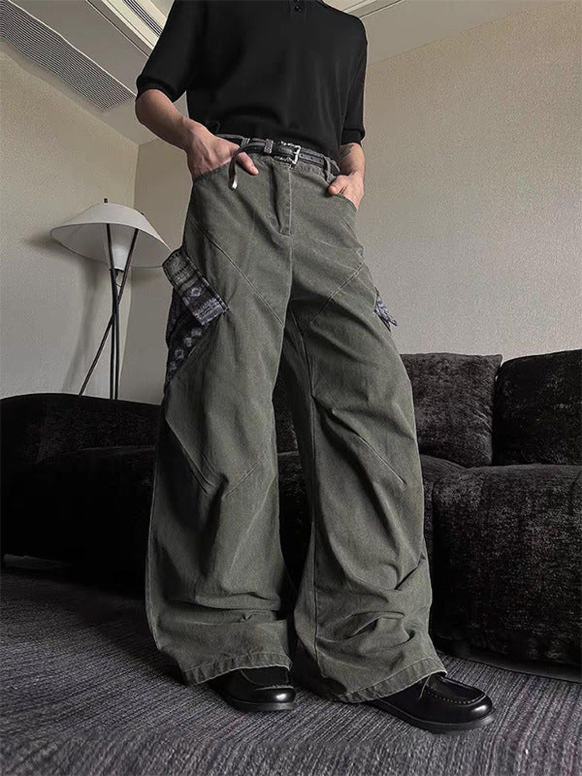 Other Olive Green Wide Leg Cargo Pants, Baggy Fit Pants Size US 30 / EU 46 - 4 Thumbnail