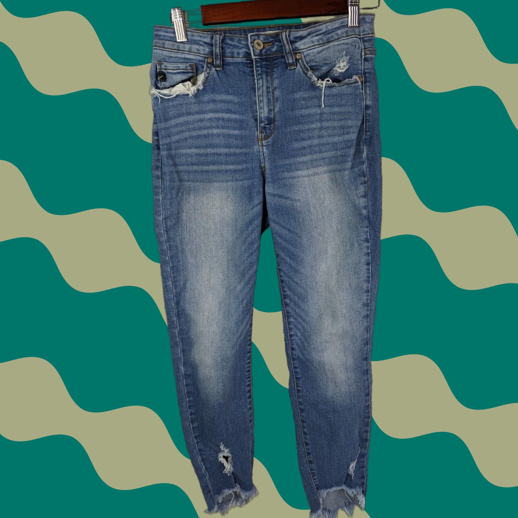 Vintage KanCan Jeans Womens 7/27 High Rise Ankle Skinny Denim KC8395M Blue 5-Pocket Stretch Distressed Modern Size 28" / US 6 / IT 42 - 1 Thumbnail