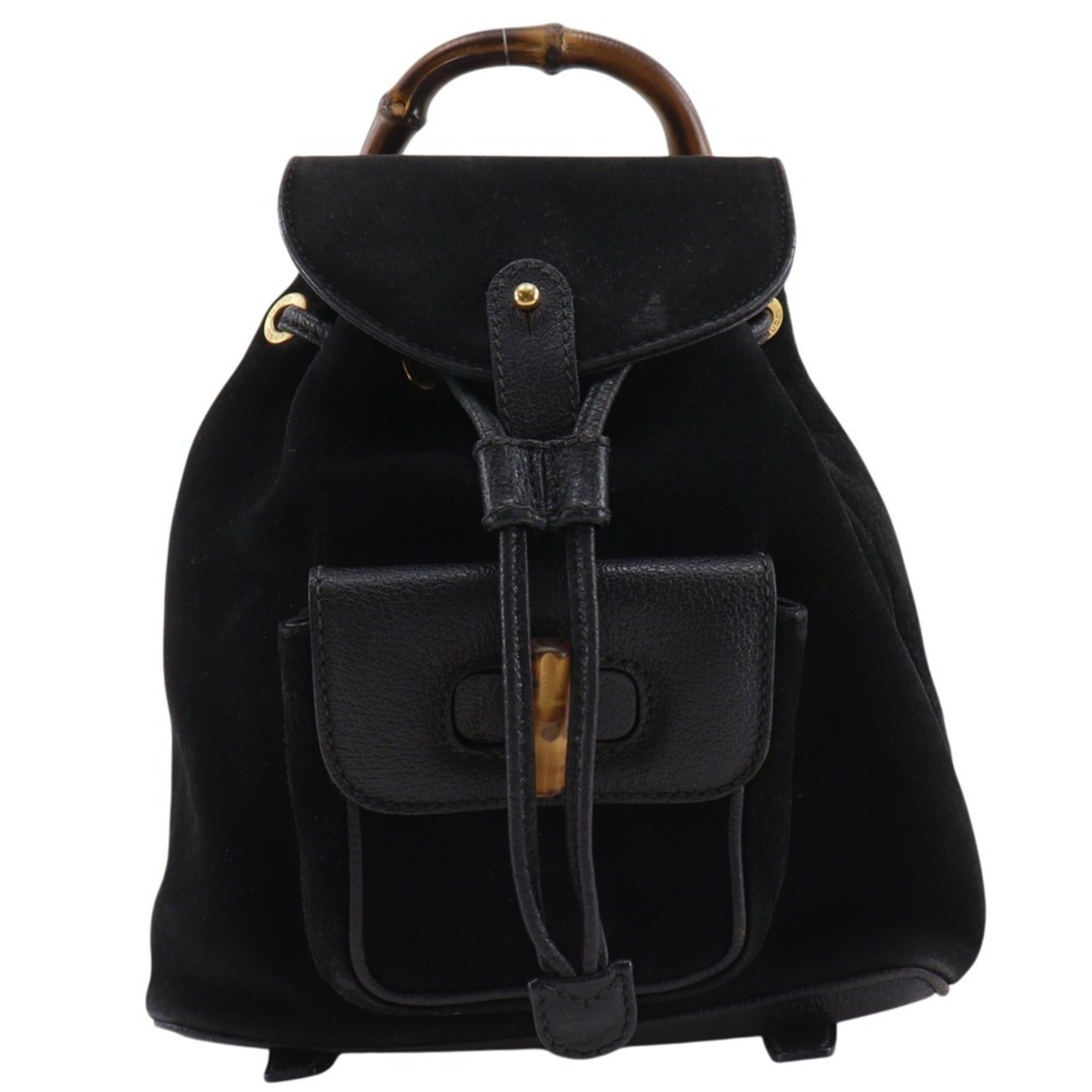 Gucci Gucci Bamboo Backpack/Daypack, Old Suede, Black, 2-way, Flap, Women's Size ONE SIZE - 1 Thumbnail