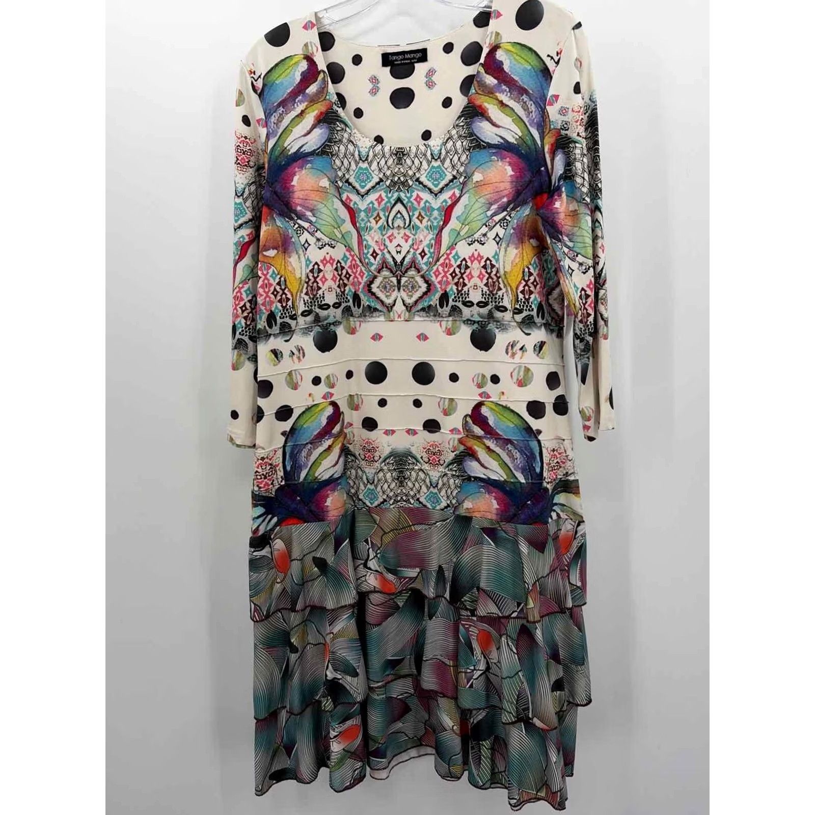 Mango Tango Mango Ivory Knee Length Long Sleeve Dress Medium Size M / US 6-8 / IT 42-44 - 2 Thumbnail