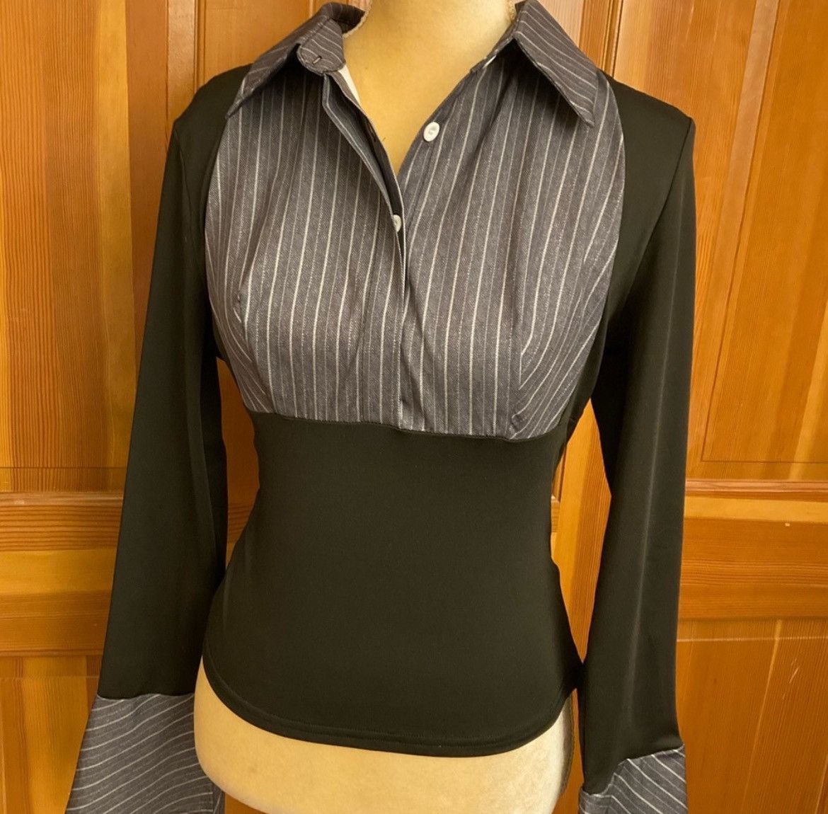 Designer × Other NWT, Lavishly Paris Women’s Cuffed Sleeve Pinstriped Blouse Size M / US 6-8 / IT 42-44 - 13 Thumbnail