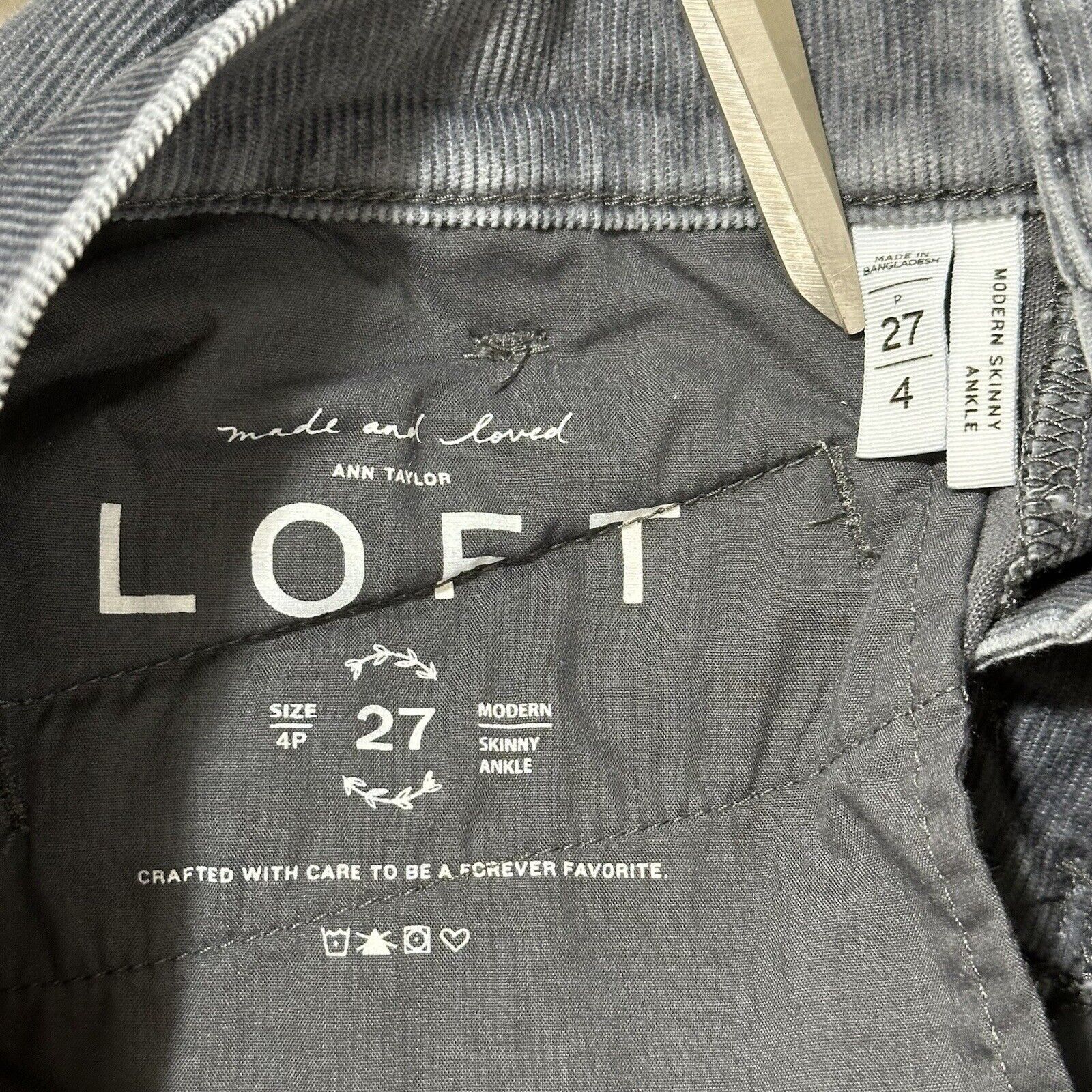 Loft Ann Taylor Loft 4P Modern Skinny Ankle Corduroy Gray Jeans Size 27" / US 4 / IT 40 - 5 Thumbnail