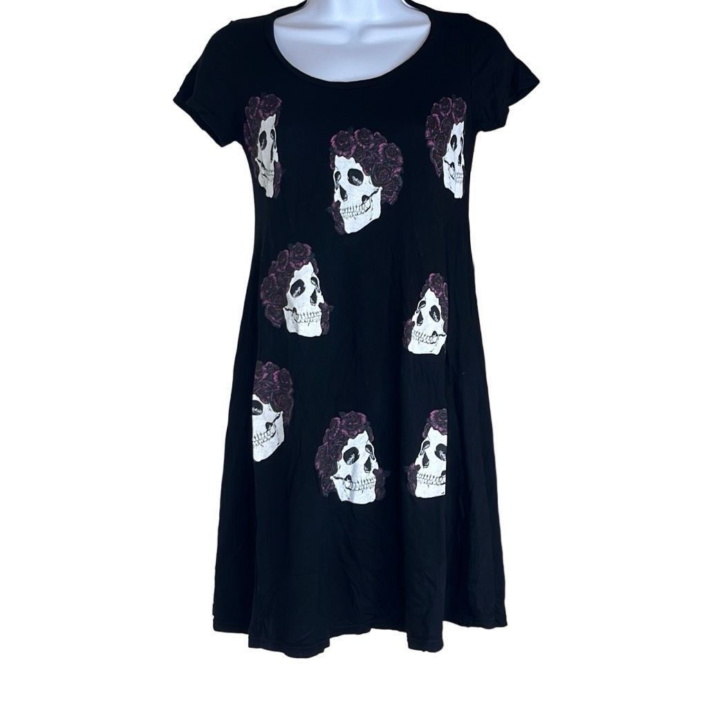 Other Lauren Moshi Womens Size XS Skull Roses Tunic Top Black Day Size XS / US 0-2 / IT 36-38 - 1 Thumbnail