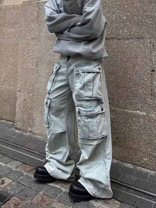 Japanese Brand × Jean Retro multi-pocket workwear wide-leg floor-length jeans Size US 32 / EU 48 - 3 Thumbnail