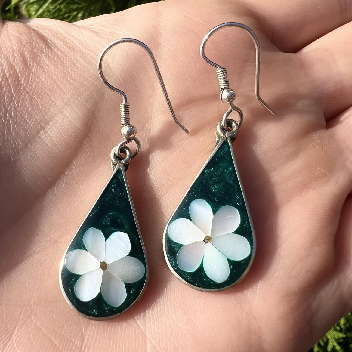 Jewelry Sterling Silver Earrings Shell Nacre Mexico, Women's