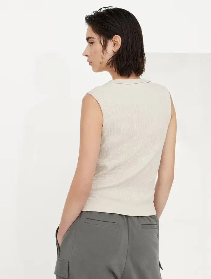 Brunello Cucinelli o1w1db10825 Tank Top in Open Grey Size XL / US 12-14 / IT 48-50 - 4 Thumbnail