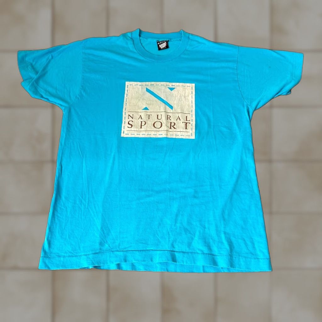 Fruit Of The Loom VINTAGE Screen Stars Shirt Mens XL Blue Teal 80s Classic Crew Neck Short Sleeve Cotton Jersey Fruit of the Loom T-Shirt Size US XL / EU 56 / 4 - 1 Thumbnail